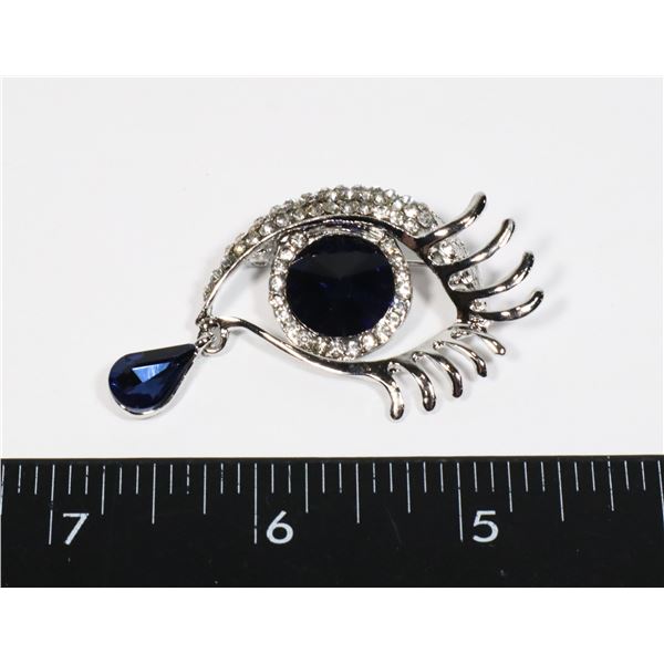 NEW RHINESTONE EYE WITH TEAR DROP BROOCH