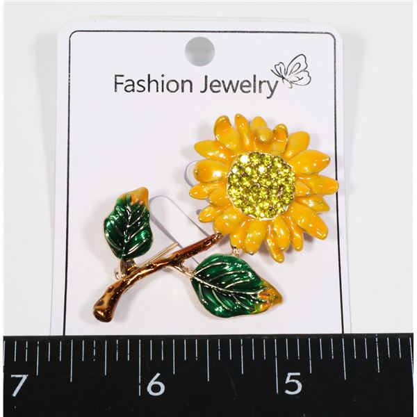 NEW RHINESTONE SUNFLOWER BROOCH