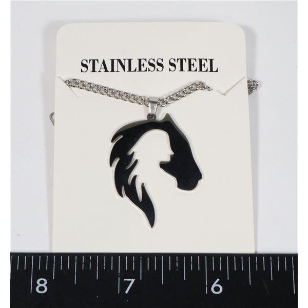 NEW HORSE SPIRIT CHARM NECKLACE. STAINLESS STEEL