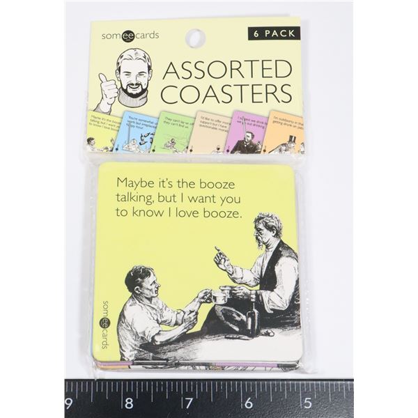 NEW SOMEECARDS 6 PACK ASSORTED COASTERS