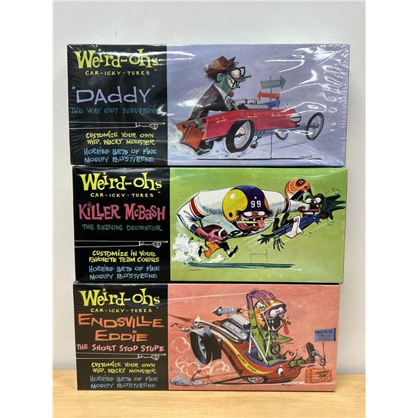 3 Hawk Classics Weird-Ohs Model Kits (2 sealed, 1 open but looks complete (sealed bag). See photos)