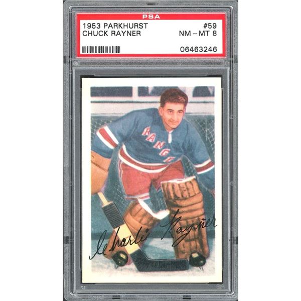 1953-54 Parkhurst #59 Chuck Rayner (PSA 8)