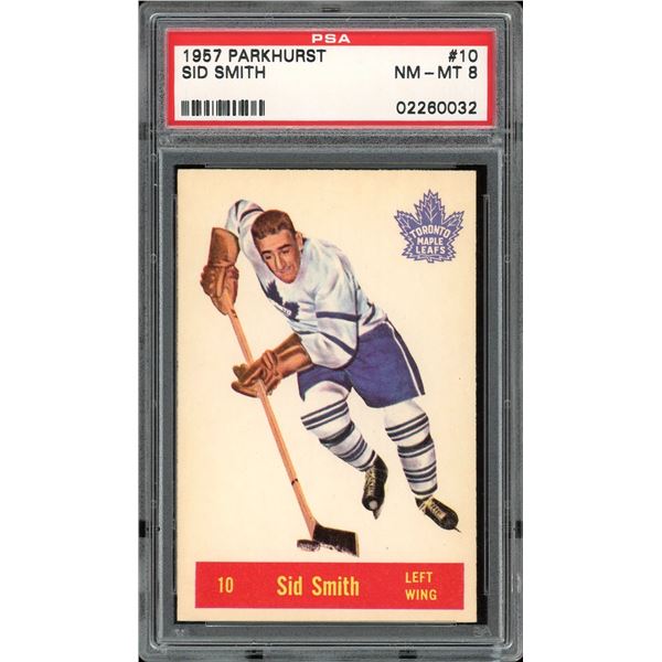 1957-58 Parkhurst #T10 Sid Smith (PSA 8)