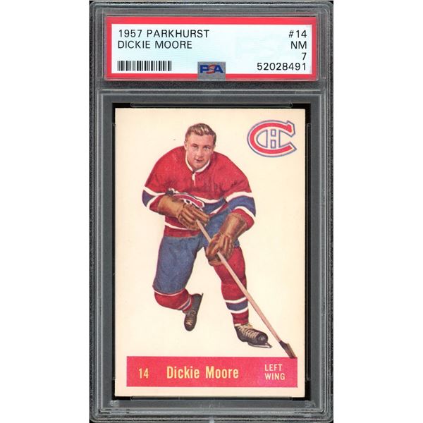 1957-58 Parkhurst #14M Dickie Moore (PSA 7)