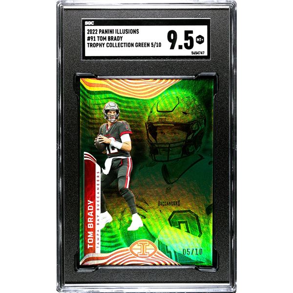 2022 Panini Illusions #91 Tom Brady Trophy Collection Green 1/10 (SGC 9.5)