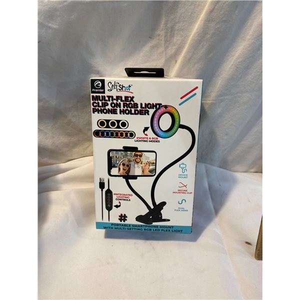 Multiflex clip on RGB light phone holder