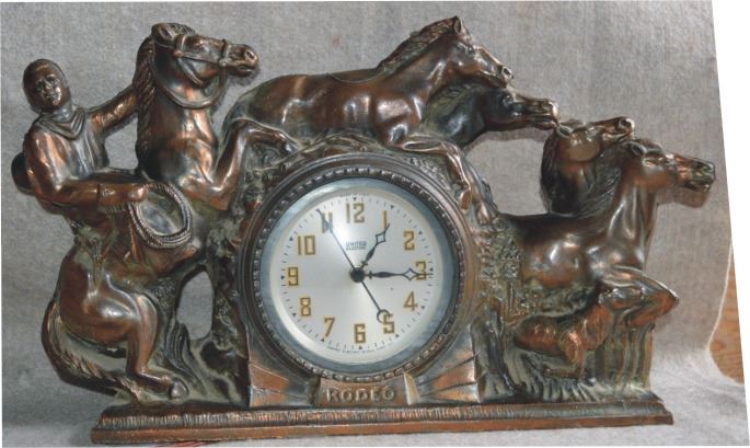 Rodeo brand bronze clock