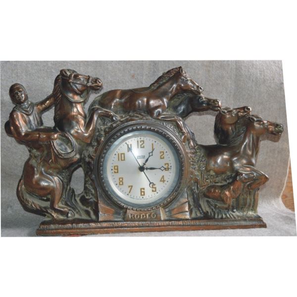 Rodeo brand bronze clock