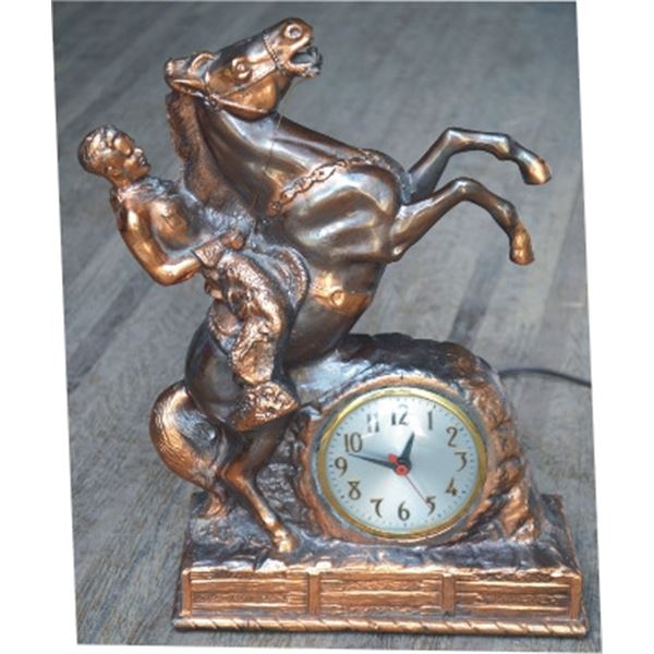bronze rearing horse clock
