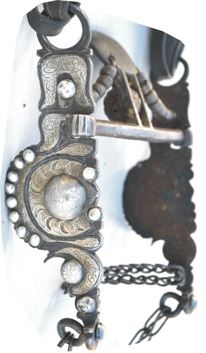 circa 1880’s Calif silver inlaid pierced cheek spade bit