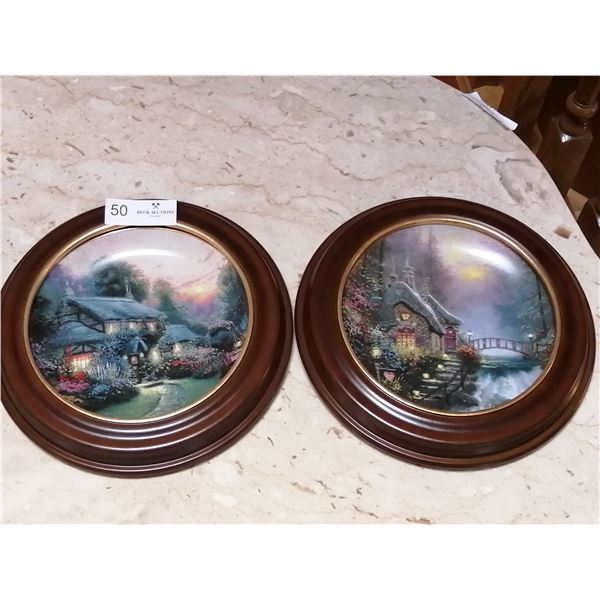 2 x Thomas Kinkade Decorative Plates from the "Enchanted Cottages" Collection