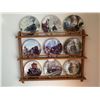 Image 1 : Collection of Nine Railway-Themed Decorative Plates (Display Shelving Included)