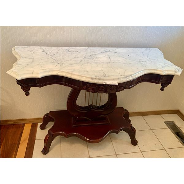 Beautiful Marble-Top Wooden Console Table