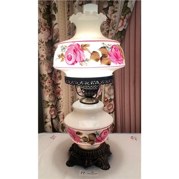 Vintage Floral Glass Lamp