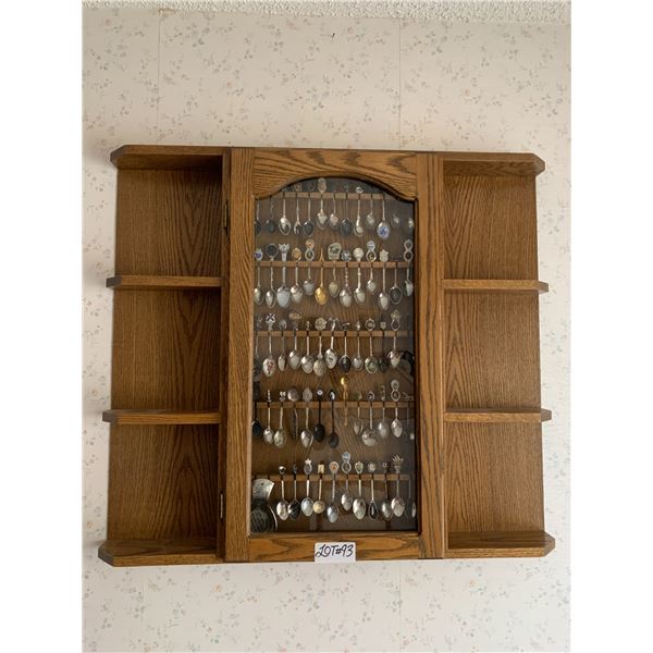 Assortment of Collectible Spoons w/ Display Shelf