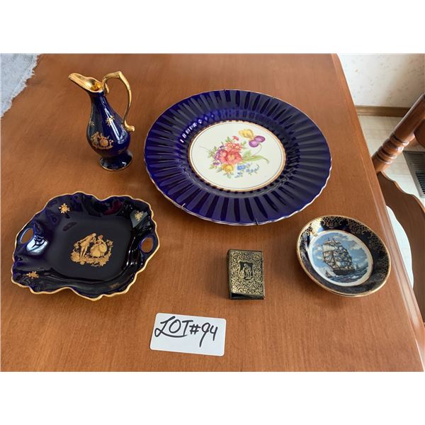 Cobalt Blue Limoges-Style Porcelain Collectibles