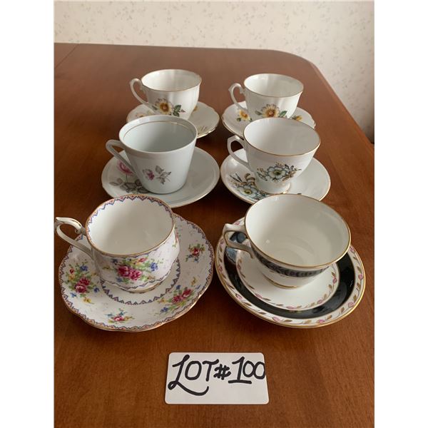 6 x Assorted China Teacups & Saucers