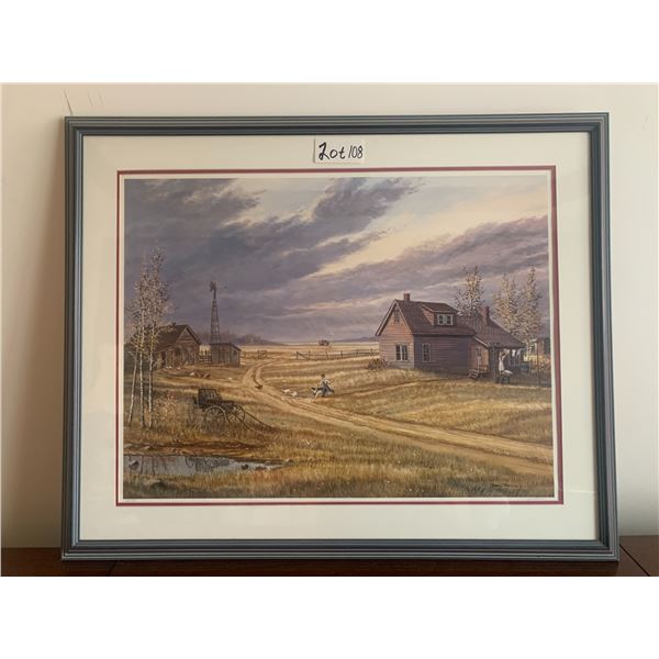 Framed Print of Farm Scene by Jerry Doell (Edition 132/400) w/ Artist Signature