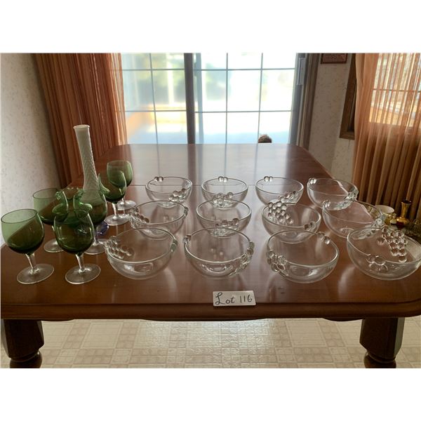 Collection of Glassware - Colored Wine Glasses, Vase, and More!