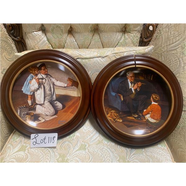 2 x Decorative Norman Rockwell Collector Plates - "The Tycoon" and "The Painter"