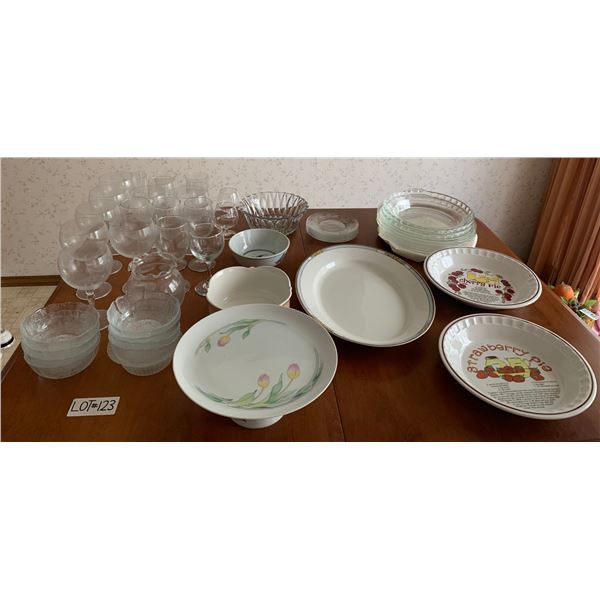 Large Collection of Dishware - Includes Pyrex Pie Dishes, Bowls, Glasses and More!