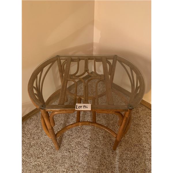 Beautiful Glass Top Side Table with Wooden Frame