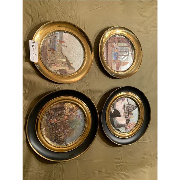 4 x Brass-Colored Decorative Plates