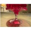 Image 4 : 1950s Venetian Ruby Crystal Bowl w/ Rigaree and Spiral Twist Stem