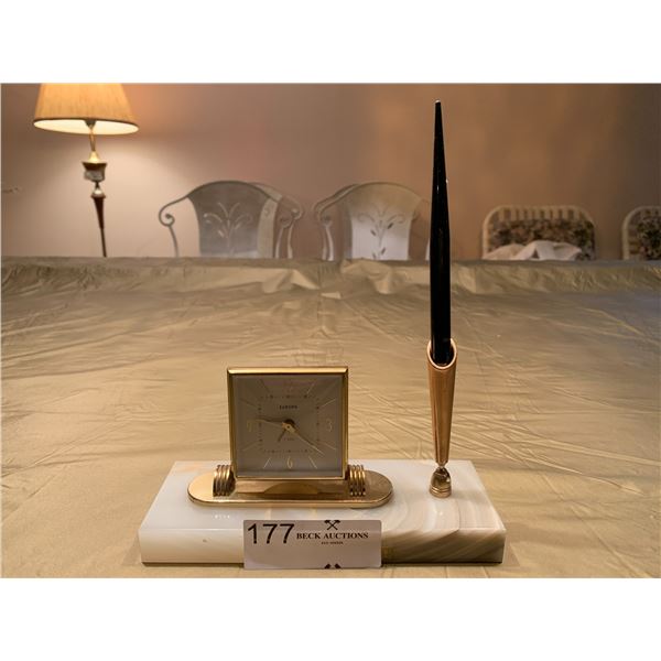 Marble-Base Europa Desk Clock and Pen