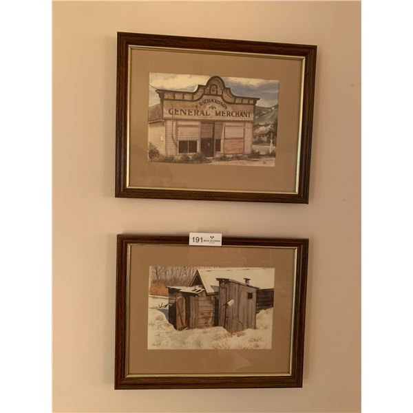2 x Framed Prints by Saltiel - "The Canmore Shack" and "Richardson's"