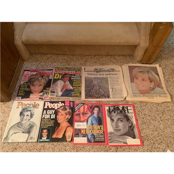 Assortment of Princess Diana Magazines and Newspapers