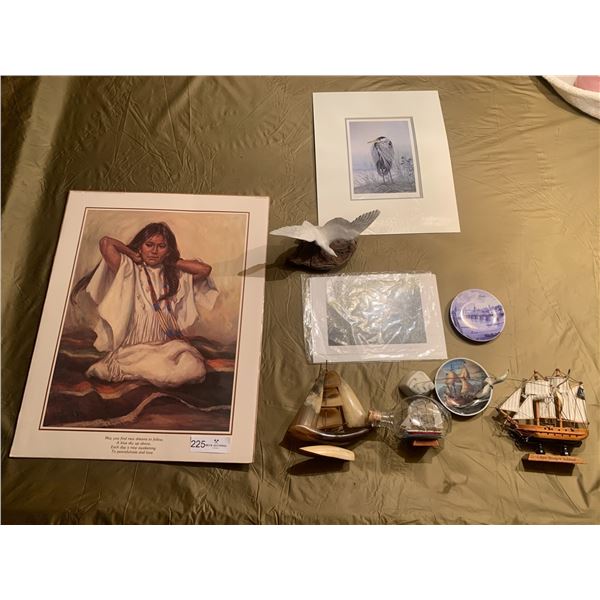 2 x Prints by Don Li-Leger, Native American Print, and an Assortment of Decorative Collectibles