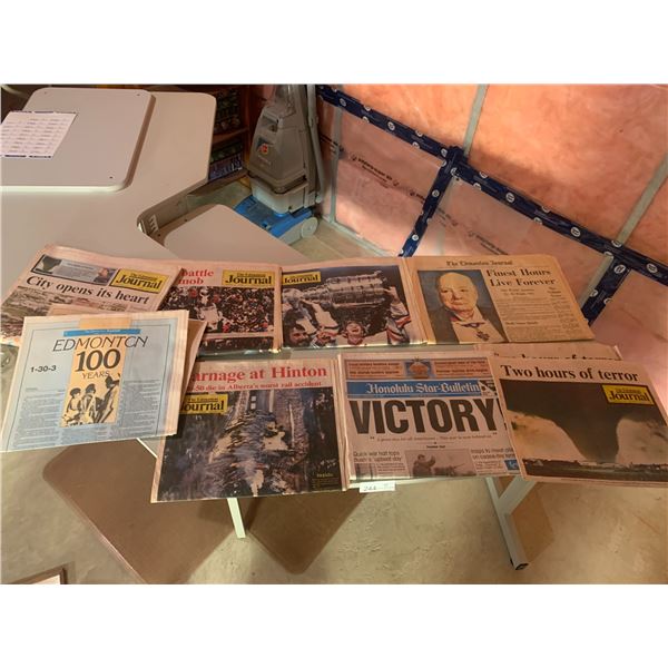 Assortment of Edmonton Journal Newspapers of Memorable Historical Events