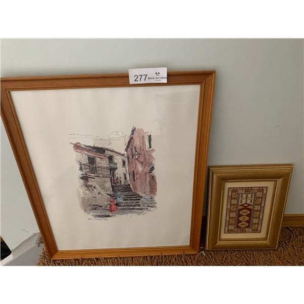 Framed Print - "Street in Castelmola, Sicily" by H. Gilbert Foote and Framed Turkish Carpet