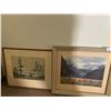 Image 1 : Framed Print of Lake Louise (Artist Illegible) and Framed Watercolor by N. Armstrong