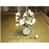 Image 1 : Potted Artificial Plant w/ 2 x Glass Swan Decorations