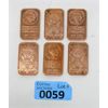 Image 1 : 6 x .999 Fine Copper Liberty First Nations Bars 