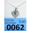 Image 1 : 10 KT White Gold Blue Aquamarine Heart Pendant