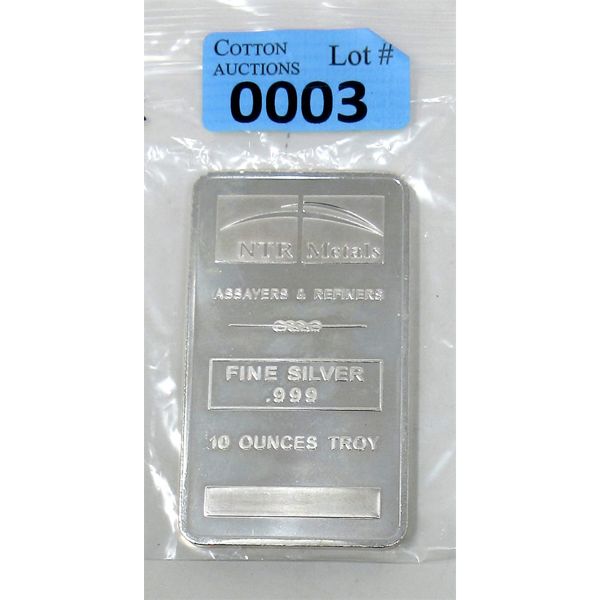 10 Oz .999 Silver NTR Metals Bar