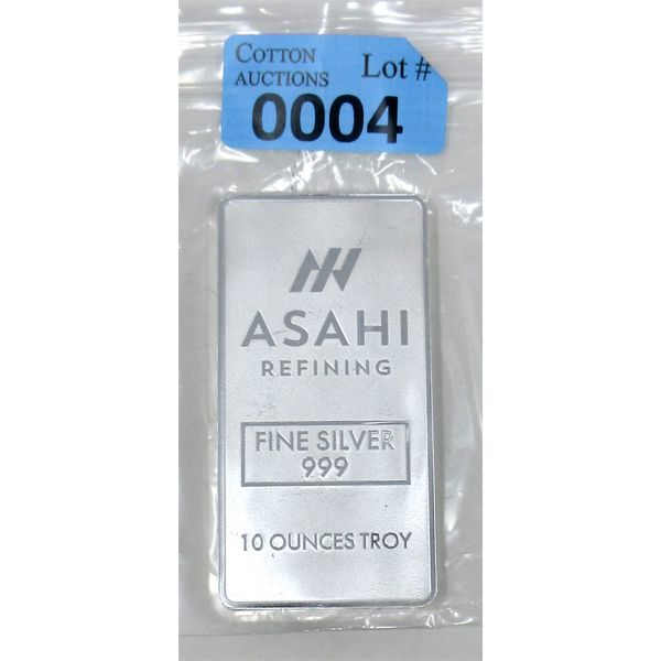 10 Oz .999 Silver Asahi Refining Bar 