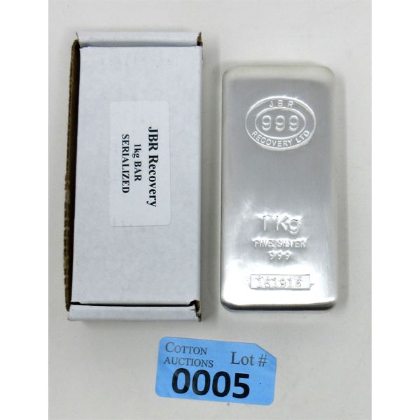 1 Kilo .999 Silver JBR Ethically Sourced Bar 