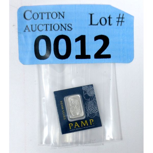 1 Gram .9995 Fine Platinum PAMP Suisse Certified Bar 