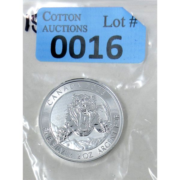 2 Oz .9999 Silver 2023 Sabre-tooth Tiger Coin 