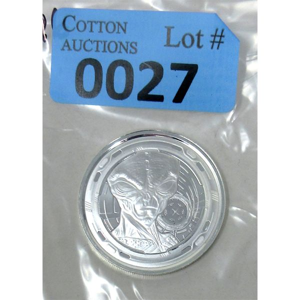 1 Oz .999 Silver 2022 Republic of Ghana Alien Coin 
