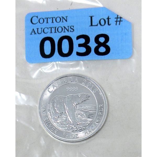 1/2 Oz .9999 Silver 2018 Canada Polar Bear Coin 