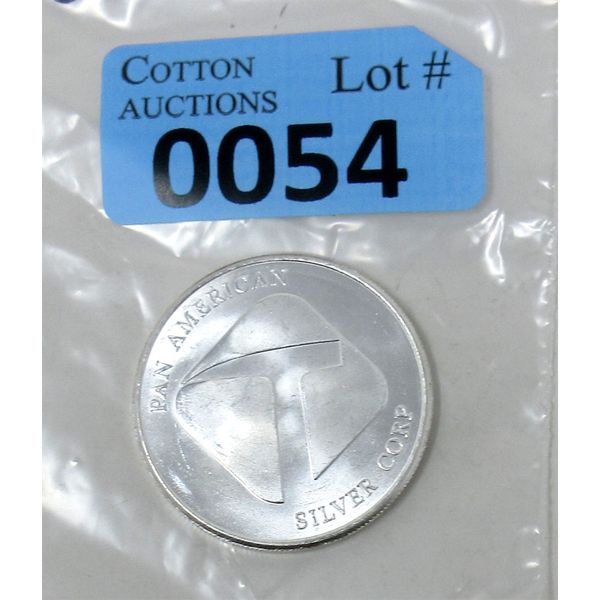 1 Oz .999 Silver Pan American Corp Round 