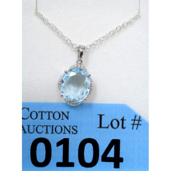 5.3 CT Blue Topaz & Diamond Sterling Silver Pendant 