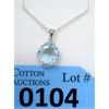 Image 1 : 5.3 CT Blue Topaz & Diamond Sterling Silver Pendant 
