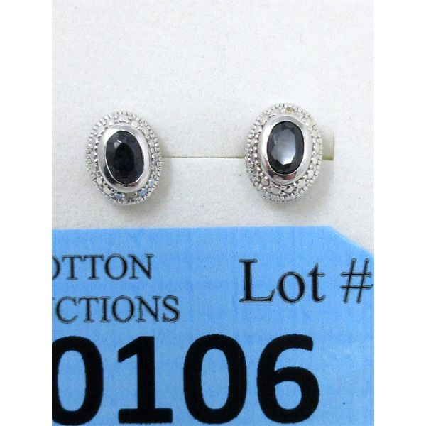 New 1.2 CT Sapphire & Diamond Sterling Silver Earrings 