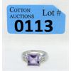 Image 1 : Princess Cut Amethyst & Diamond Sterling Silver Ring